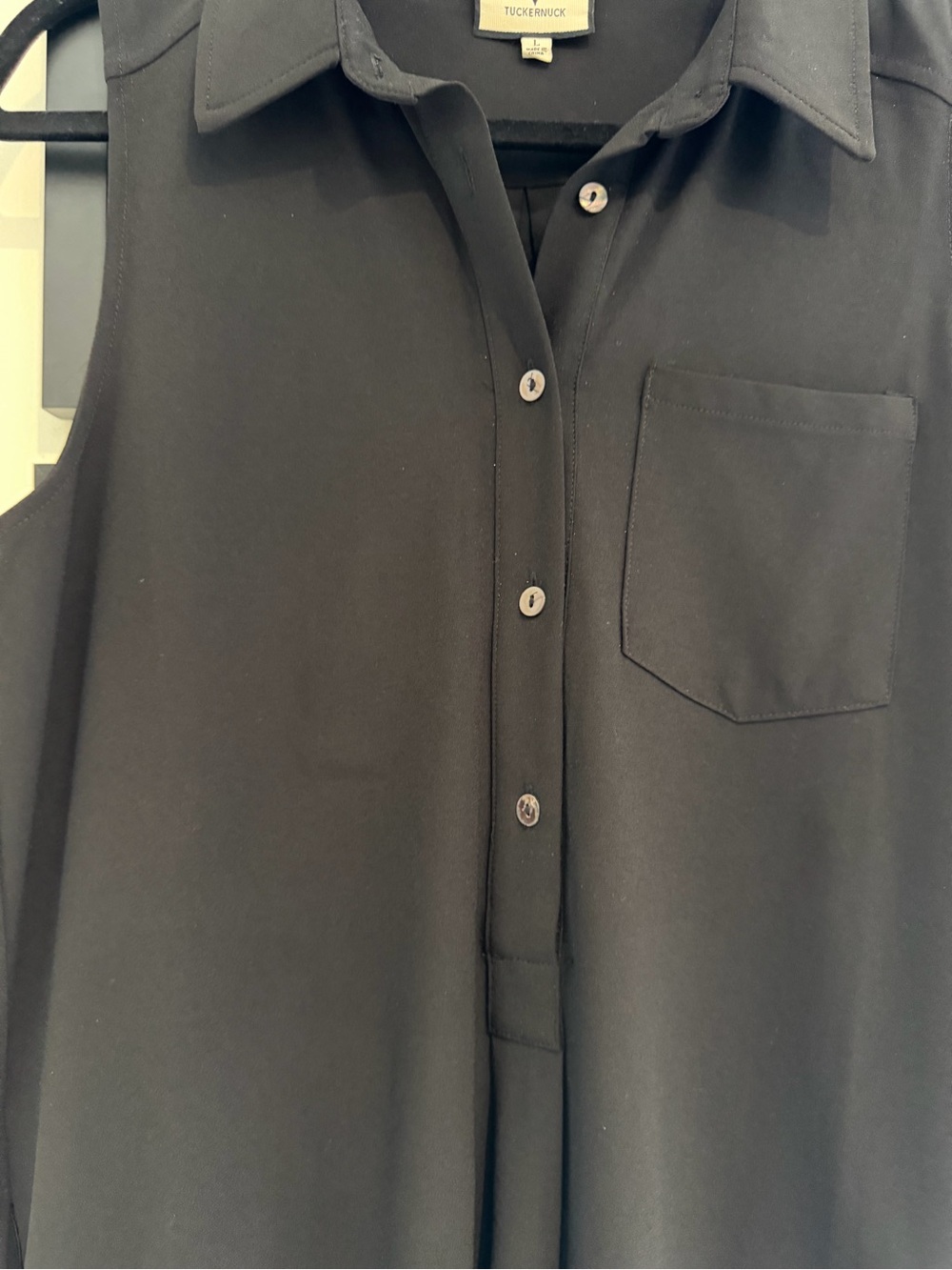 Tuckernuck Sleeveless Black Collared Shirt Dress - Picture 3 of 5